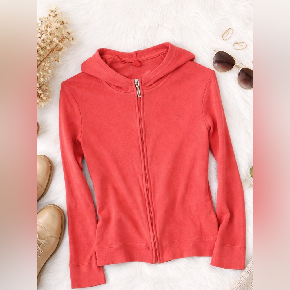 Esprit Coral Zip-Up Hoodie Size L Soft Cotton Blend Athletic Casual